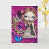Carte de voeux "Shimmering Pink Dragon" (Fleur jaune)