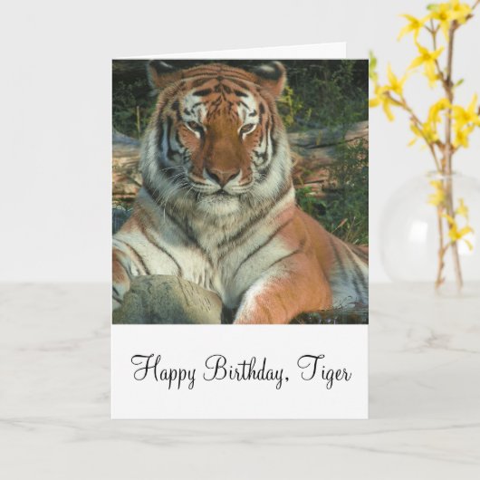 Carte de voeux Sibérienne Tiger (Fleur jaune)