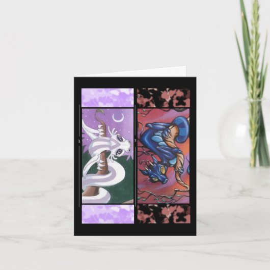 Carte de voeux Signet deux dragons (Devant)
