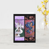 Carte de voeux Signet deux dragons (Fleur jaune)