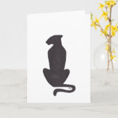 Carte de vœux silhouette de chat noir blanc (Fleur jaune)