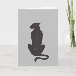 Carte de vœux silhouette de chat noir gris