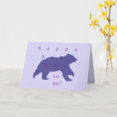 Carte de vœux silhouette d'ours violet (Fleur jaune)