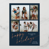 Carte de vœux simple à 4 photos Joyeuses Fêtes (Recto)