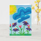 Carte de vœux simple aquarelle journée ensoleillée (Fleur jaune)