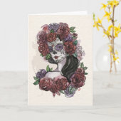 Carte de voeux simple Boo-tiful Dia de los Muertos (Fleur jaune)
