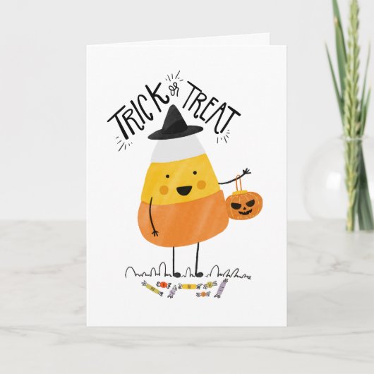 Carte de voeux simple de Halloween de bonbons au (Devant)