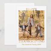 Carte de vœux simple de photo de Thanksgiving (Devant / Derrière)