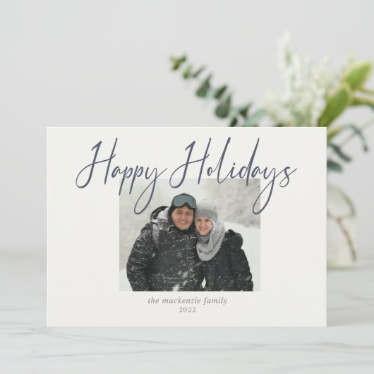 Carte de vœux simple de vacances photo marine sage (Debout devant)