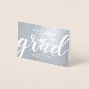 Carte de voeux simple Elegant Grad Silver Foil