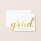 Carte de vœux simple et élégante avec feuille d'or (Devant avec enveloppe)