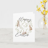 Carte de voeux simple et heureuse de Pâques Bunny (Fleur jaune)