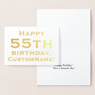 Carte de voeux simple Gold Foil 55e anniversaire