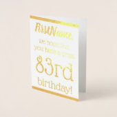 Carte de voeux simple Gold Foil 83e anniversaire (Devant)
