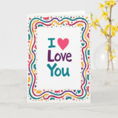 Carte de vœux simple « Je t'aime » Doodle (Fleur jaune)