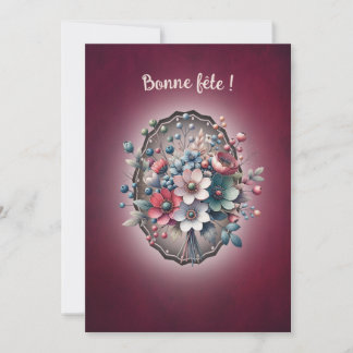 Carte de voeux simple, Magnolia framboise