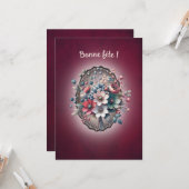 Carte de voeux simple, Magnolia framboise  (Devant/Arrière en situation)