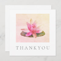 Carte de vœux simple: MERCI: LOTUS ROSE