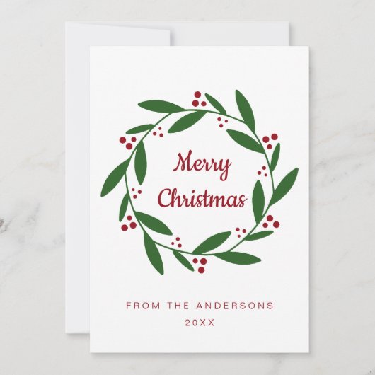 Carte de voeux simple Noël Vacances (Devant)