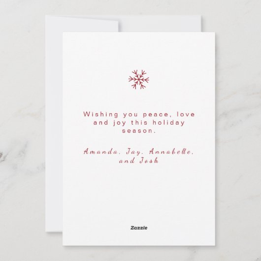 Carte de voeux simple Noël Vacances (Dos)