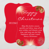 Carte de voeux simple rouge de Noël (Devant / Derrière)