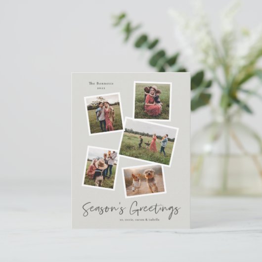 Carte de vœux Simple Script Saison 5 Photo Collage (Debout devant)