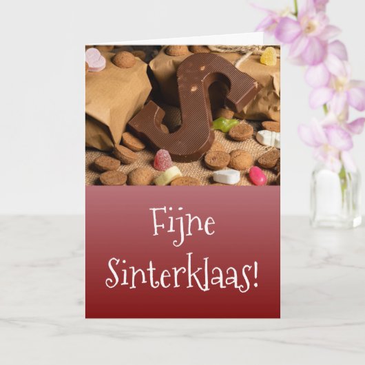 Carte de vœux Sinterklaas avec image de bonbons (Orchidée)