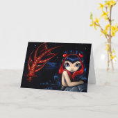 Carte de voeux "Sirène à queue rouge" (Fleur jaune)