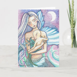 Carte de vœux Sirène berceuse et bébé