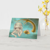 Carte de voeux "Sirène d'or" (Fleur jaune)