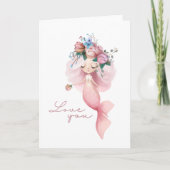Carte de vœux sirène « Je t’aime » (Devant)