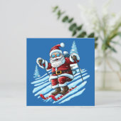 Carte de vœux Skiing Santa (Debout devant)