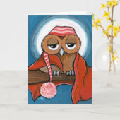 Carte de voeux Sleepy Owl (Fleur jaune)