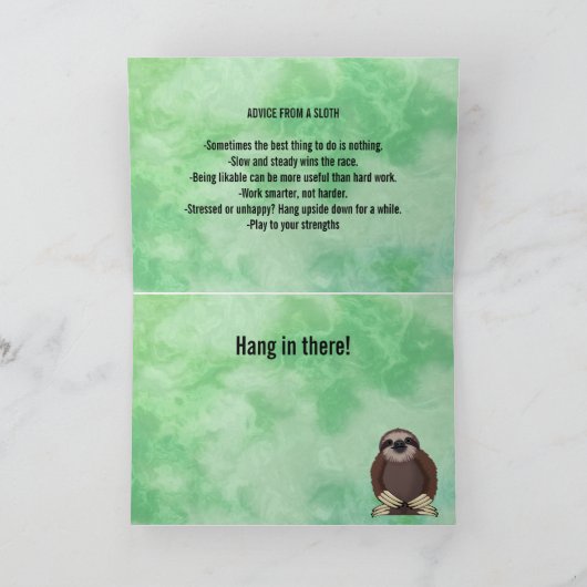 Carte de voeux Sloth Design (Intérieur)