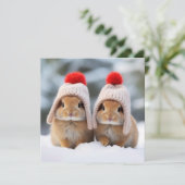 Carte de vœux Snow Bunnies (Debout devant)