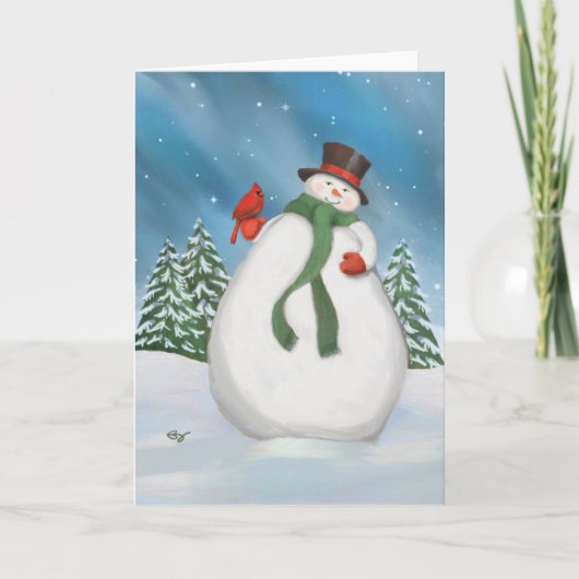 Carte de voeux Snowman At Night Holiday (Devant)