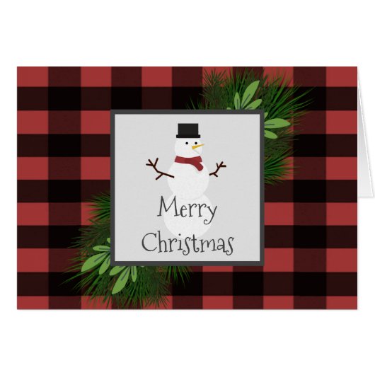 Carte de voeux Snowman Red Buffalo (Devant horizontal)