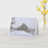 Carte de voeux Snowy Winter Cape Cod Scene (Fleur jaune)
