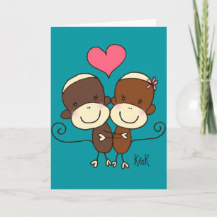 Carte de voeux Sock Monkey Hugz