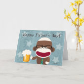 Carte de voeux Sock Monkey Papa (Fleur jaune)