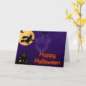 Carte de voeux sorcière, vampire et hantée (Fleur jaune)