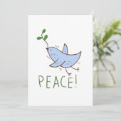 carte de voeux, souhait paix. colombe de paix (Debout devant)