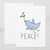 carte de voeux, souhait paix. colombe de paix (Devant / Derrière)