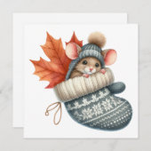 Carte de vœux Souris d'automne (Devant / Derrière)