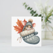 Carte de vœux Souris d'automne (Debout devant)