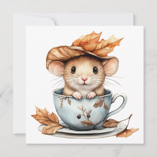 Carte de vœux Souris d'Automne (Devant)