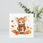 Carte de vœux Souris d'Automne (Debout devant)