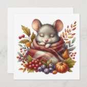 Carte de vœux Souris d'Automne (Devant / Derrière)