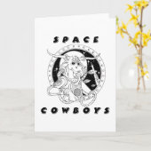 Carte de voeux Space Cowboys (Fleur jaune)