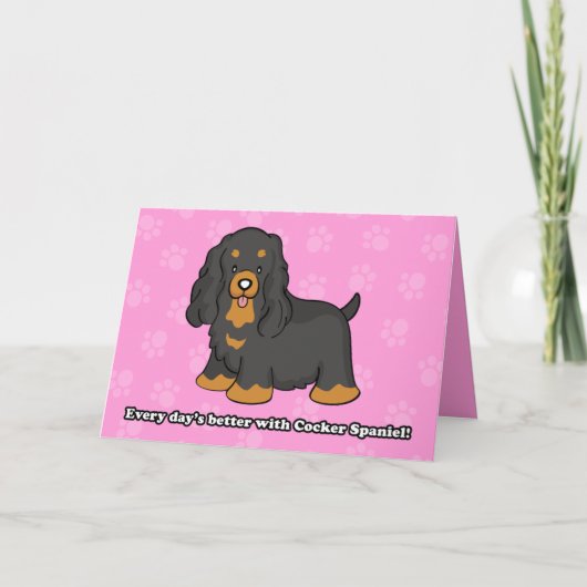 Carte de voeux Spaniel de Cocker Cartoon mignonne (Devant)